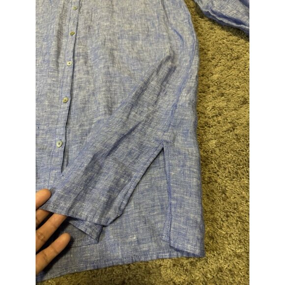 NWT SIGRID OLSEN Linen Lagenlook Button Down Tunic Shirt Dress Roll Sleeve M - Picture 7 of 9